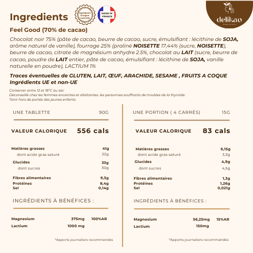 feel good delikao chocolat bien être / Feel Good noisette